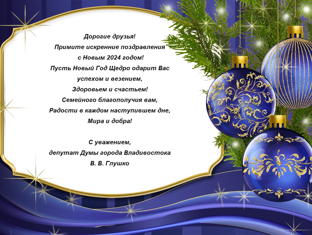 Поздравления депутатов Думы города Владивостока с наступающим Новым 2024 годом